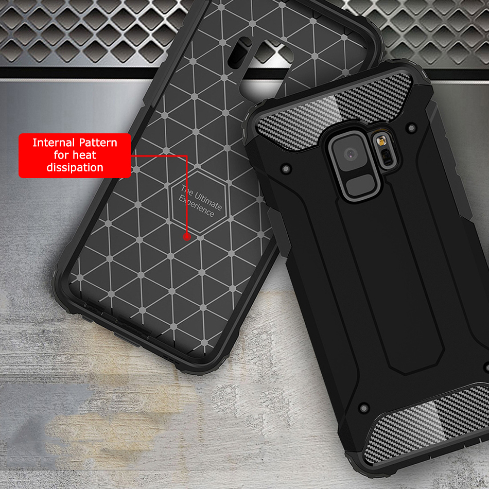 Military Defender Tough Shockproof Case for Samsung Galaxy S9 - Black